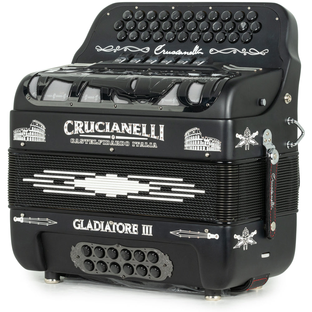 Crucianelli Gladiator III 6 Switch 2-Tone FBE-GCF Accordion in Matte Black with White