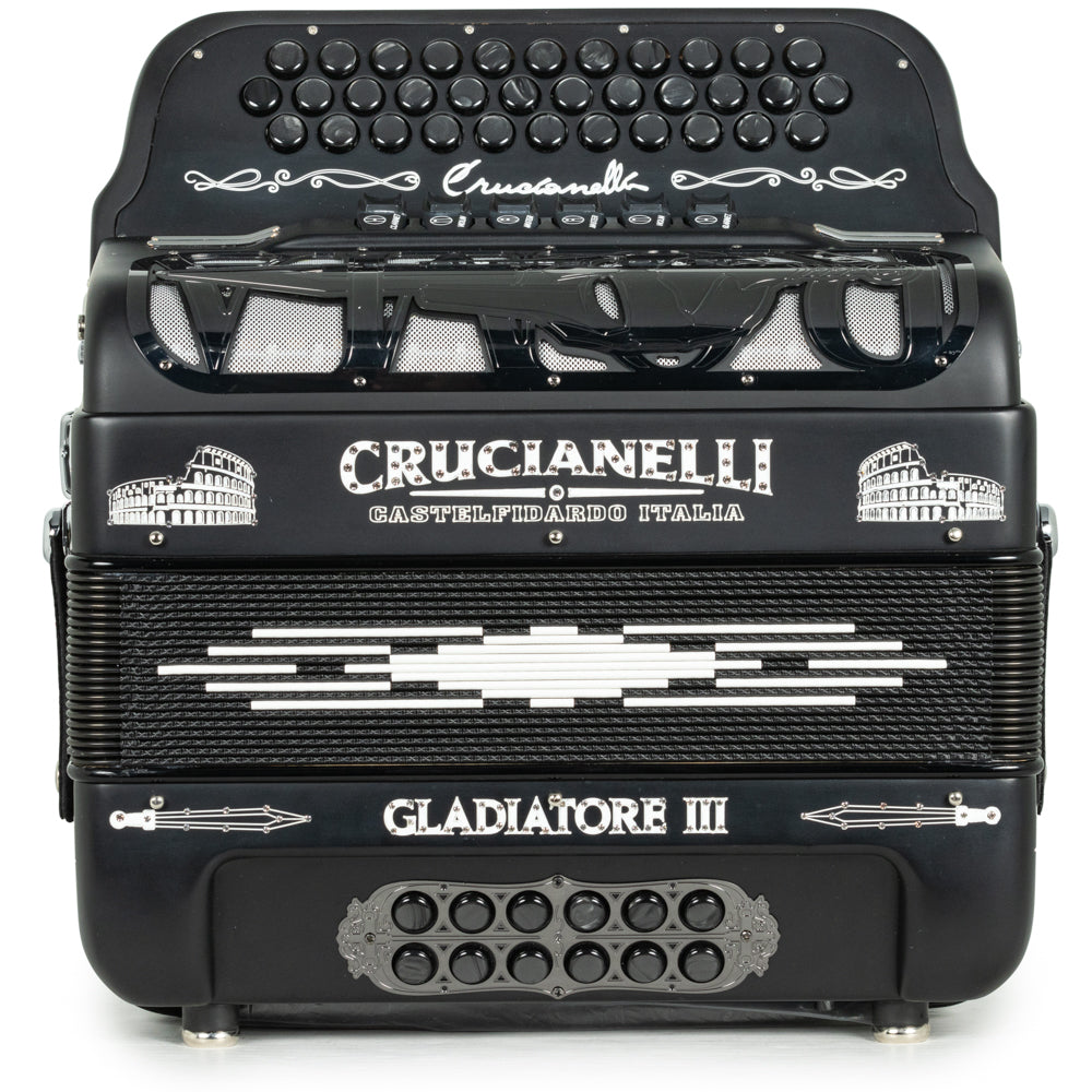 Crucianelli Gladiator III 6 Switch 2-Tone FBE-GCF Accordion in Matte Black with White