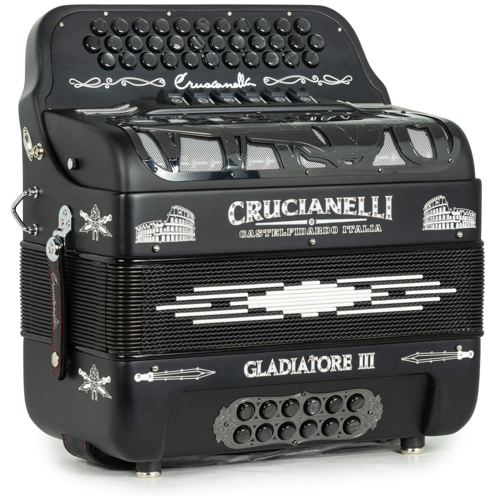 Crucianelli Gladiator III 6 Switch 2-Tone FBE-GCF Accordion in Matte Black with White