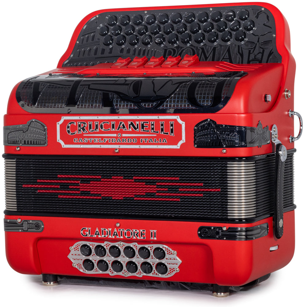 Crucianelli Gladiator II 5 Switch FBE Accordion in Matte Red with Silver Details