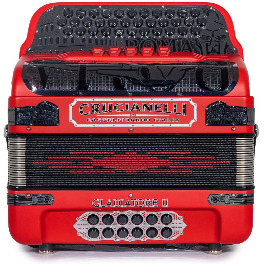 Crucianelli Gladiator II 5 Switch FBE Accordion in Matte Red with Silver Details