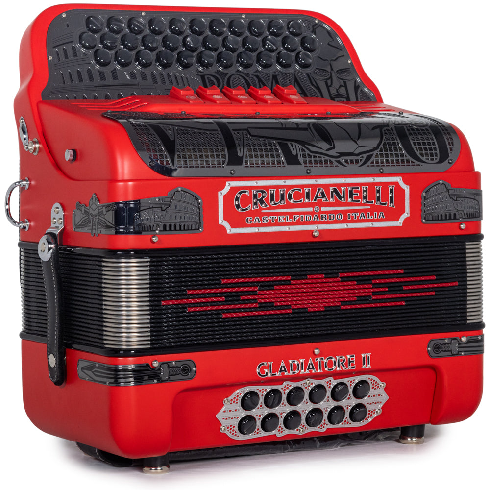 Crucianelli Gladiator II 5 Switch FBE Accordion in Matte Red with Silver Details