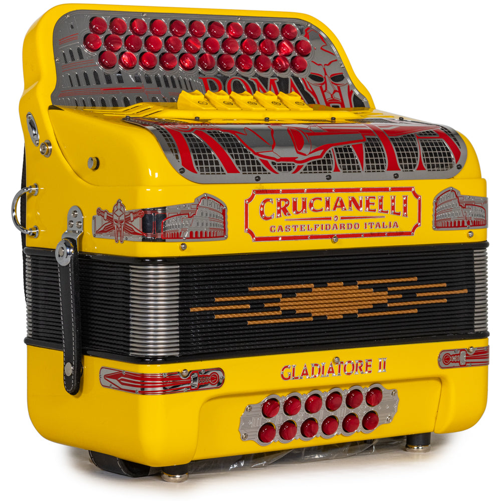 Crucianelli Gladiator II 5 Switch FBE Accordion in Yellow with Red Details