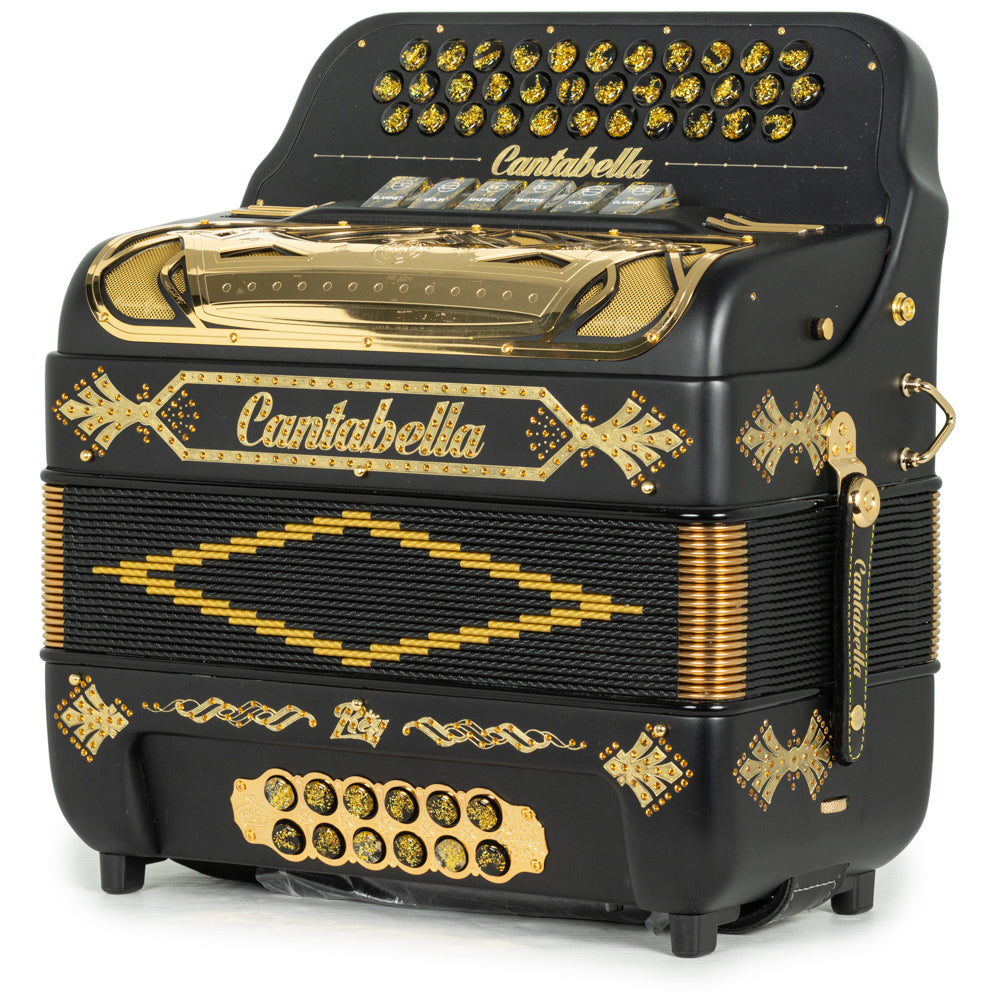 Cantabella Rey II 6 Switch 2-Tone Accordion EAD-GCF Matte Black with Gold