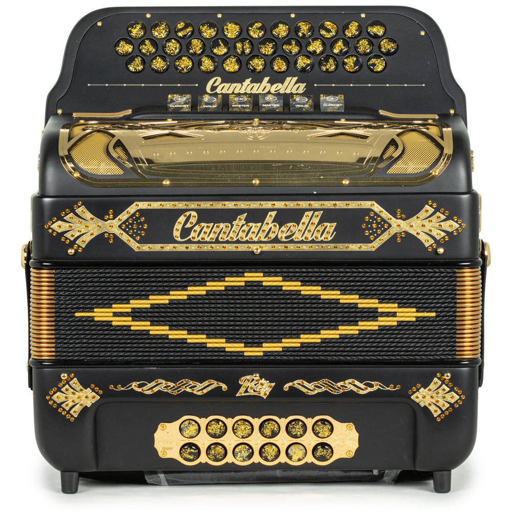 Cantabella Rey II 6 Switch 2-Tone Accordion EAD-GCF Matte Black with Gold