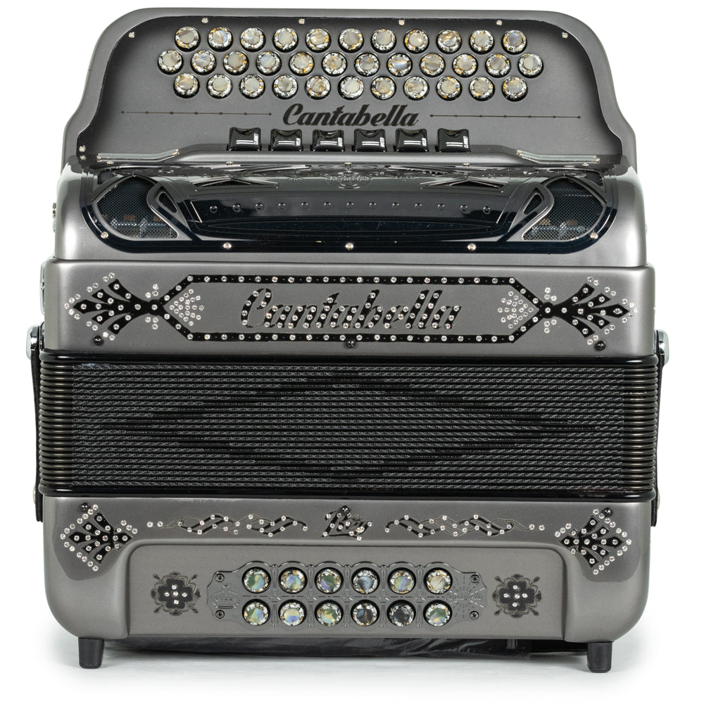 Cantabella Rey II 6 Switch 2-Tone FBE-EAD Accordion in Metallic Grey with Black