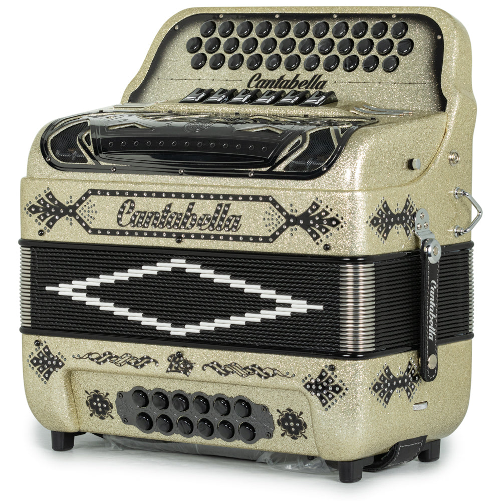 Cantabella Rey II 6 Switch 2-Tone Accordion FBE-EAD Golden Sand with Black