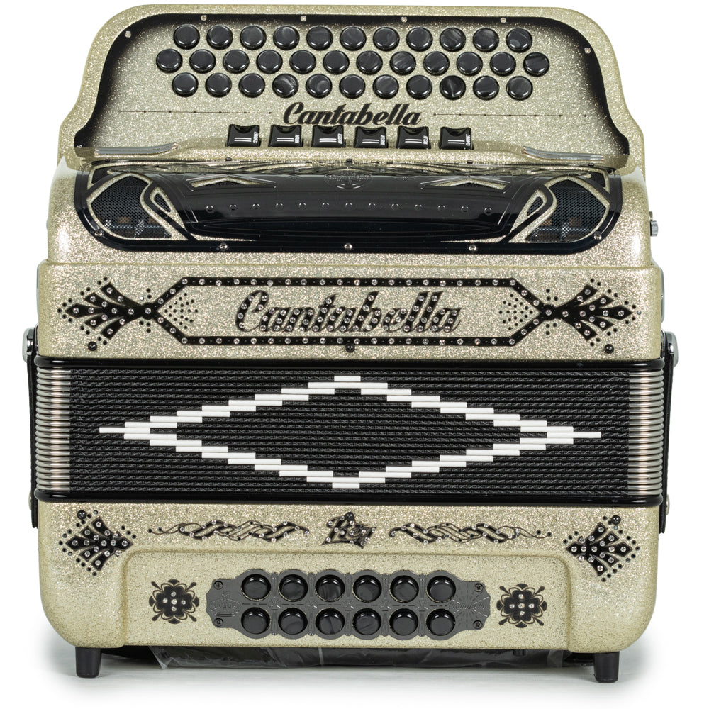Cantabella Rey II 6 Switch 2-Tone Accordion FBE-EAD Golden Sand with Black