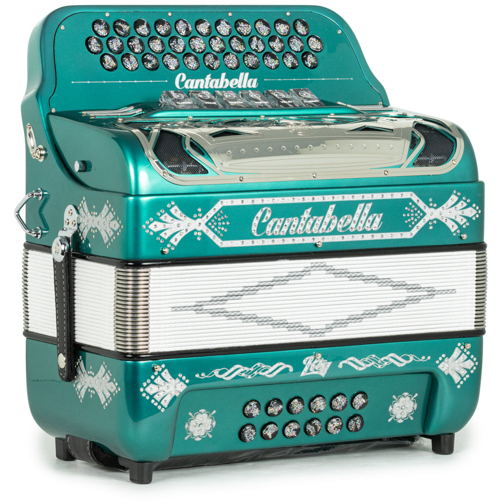 Cantabella Rey II 6 Switch 2-Tone FBE-EAD Accordion in Teal with Silver