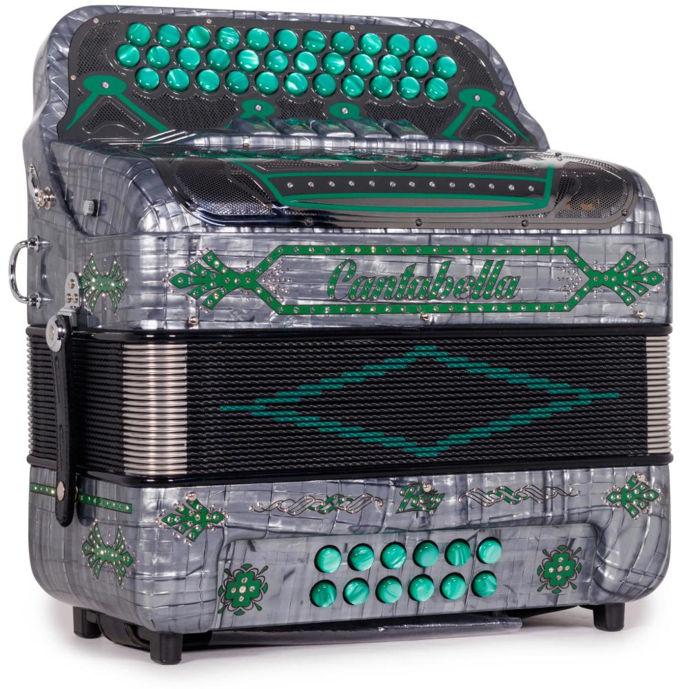 Cantabella Rey II 5 Switch FBE Celluloid Gray Metal with Green Accessories