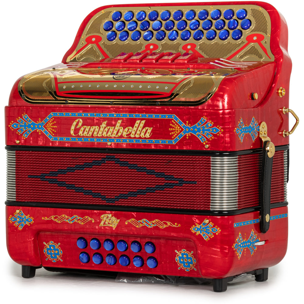 Cantabella Rey II 5 Switch EAD Celluloid Red Metal with Gold and Blue Accessories
