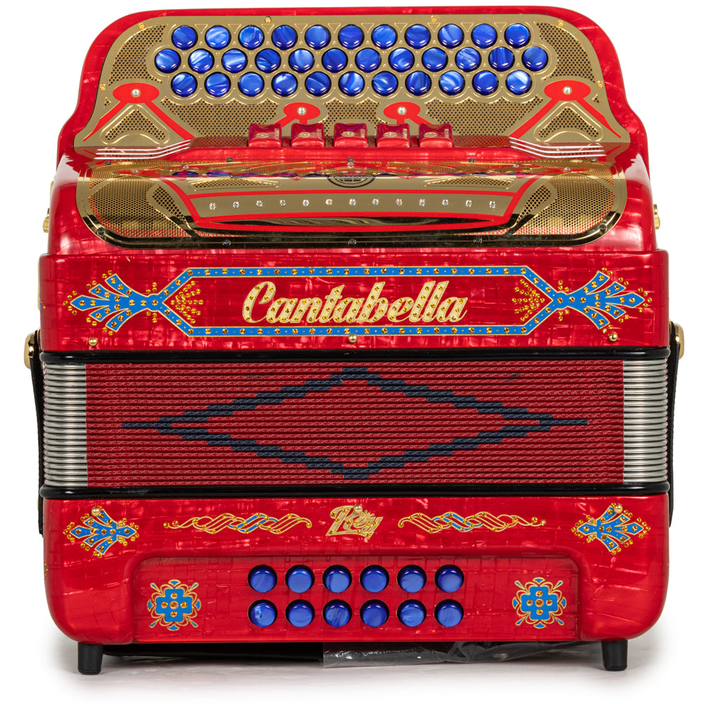 Cantabella Rey II 5 Switch EAD Celluloid Red Metal with Gold and Blue Accessories