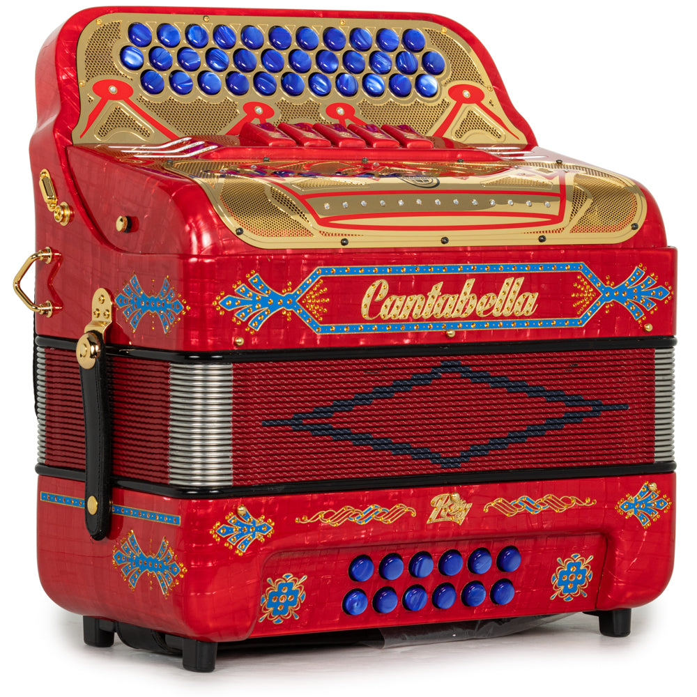 Cantabella Rey II 5 Switch EAD Celluloid Red Metal with Gold and Blue Accessories