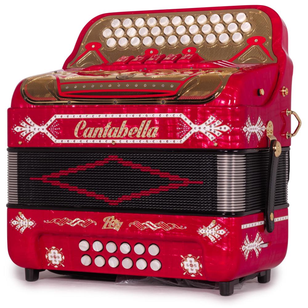 Cantabella Rey II 5 Switch GCF Celluloid Red Metal with Gold Accessories