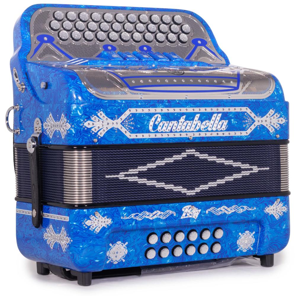 Cantabella Rey II 5 Switch EAD Celluloid Blue Waves with Silver Accessories