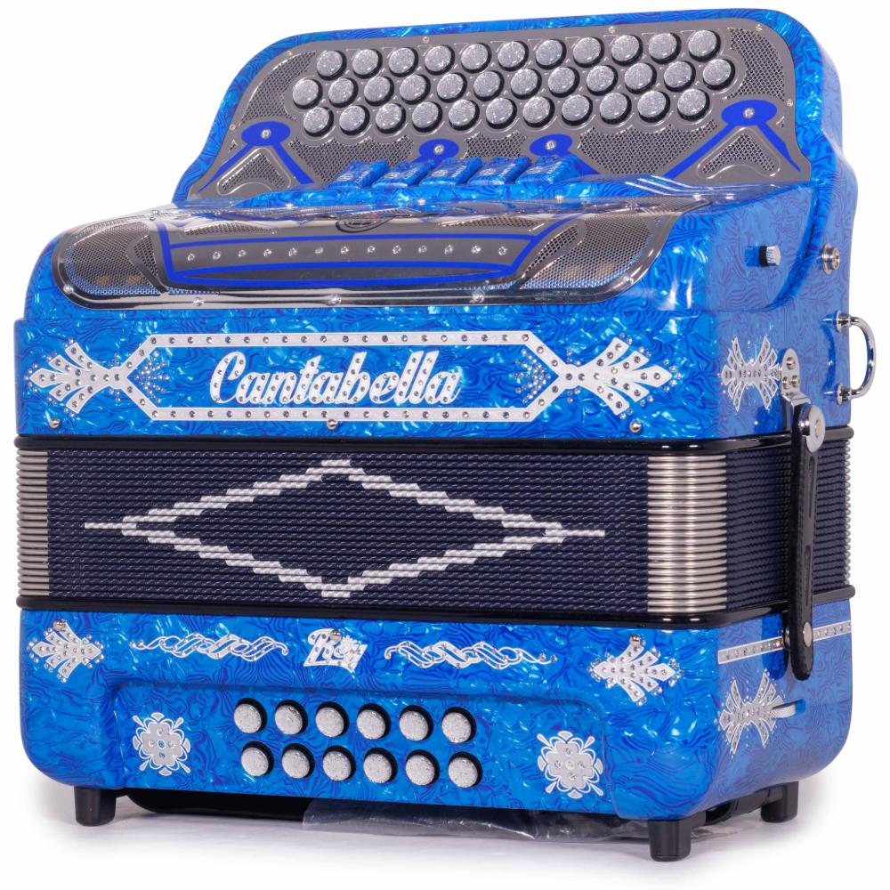 Cantabella Rey II 5 Switch EAD Celluloid Blue Waves with Silver Accessories