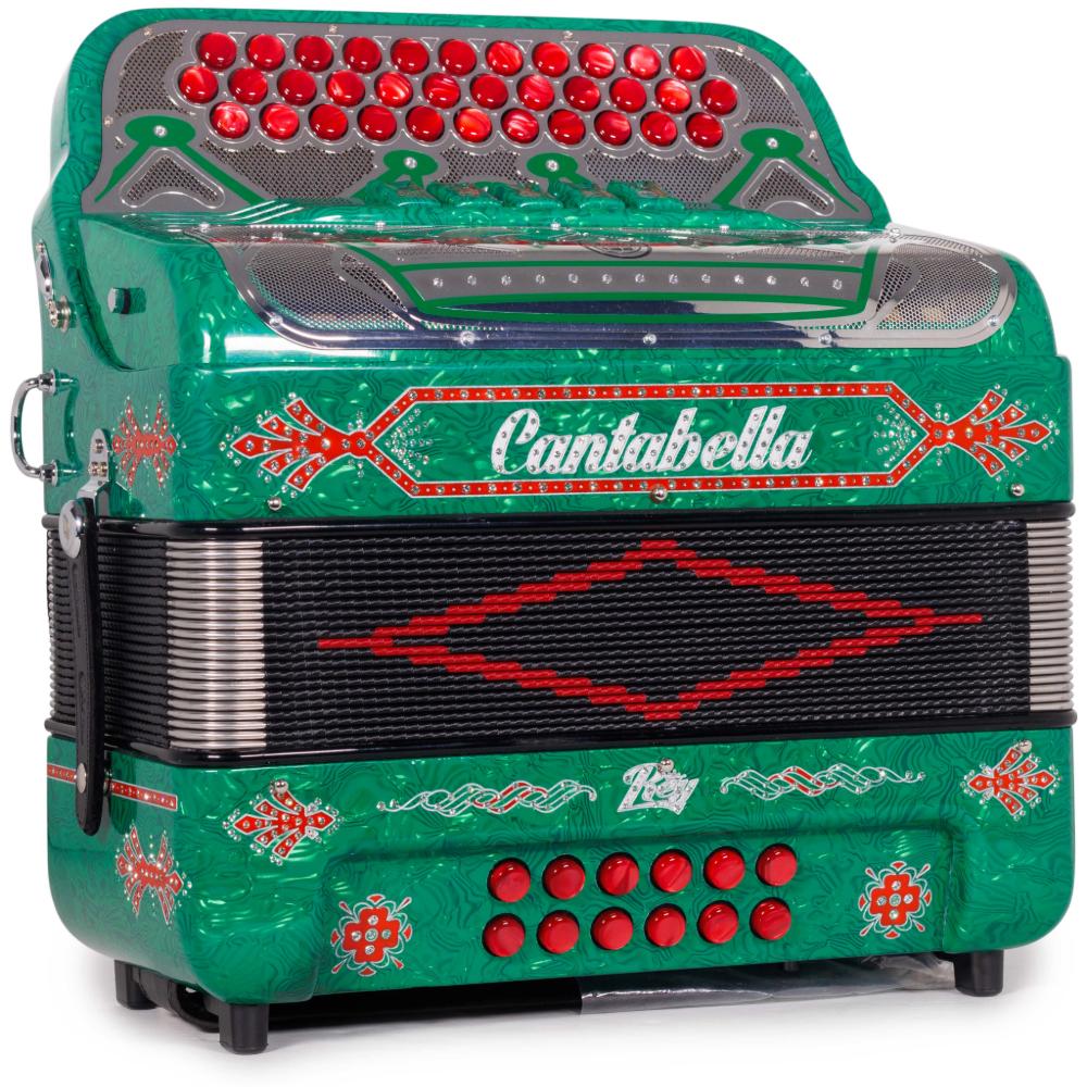 Cantabella Rey II 5 Switch FBE Celluloid Green Waves with Red Accessories