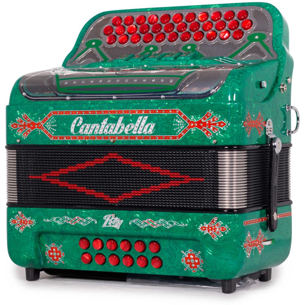 Cantabella Rey II 5 Switch FBE Celluloid Green Waves with Red Accessories