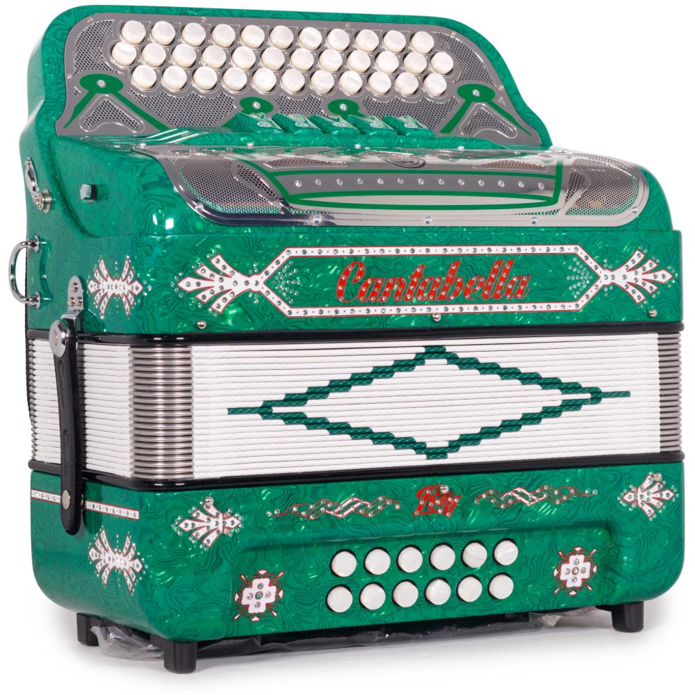 Cantabella Rey II 5 Switch EAD Celluloid Green Waves with Silver Accessories