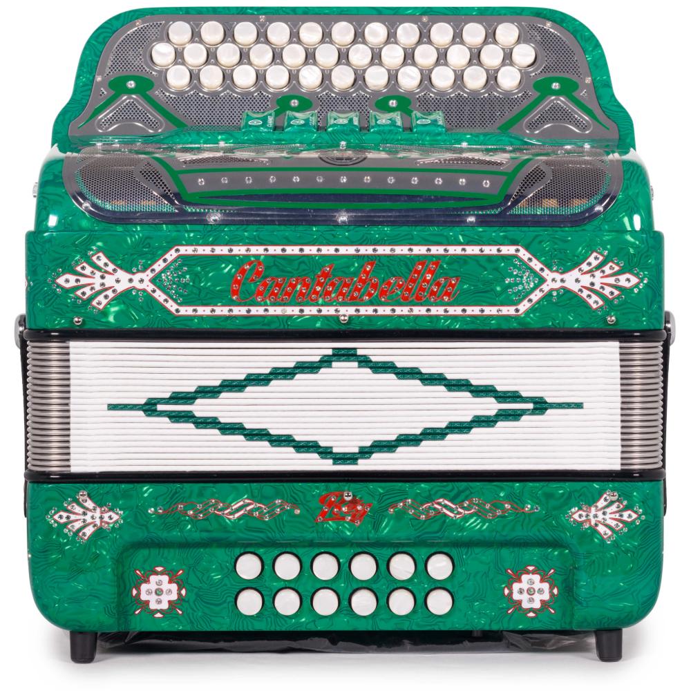 Cantabella Rey II 5 Switch EAD Celluloid Green Waves with Silver Accessories