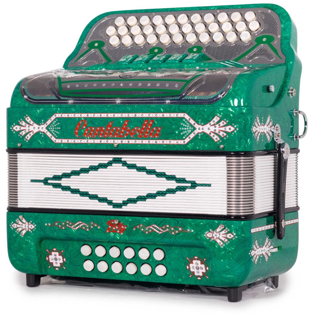 Cantabella Rey II 5 Switch EAD Celluloid Green Waves with Silver Accessories