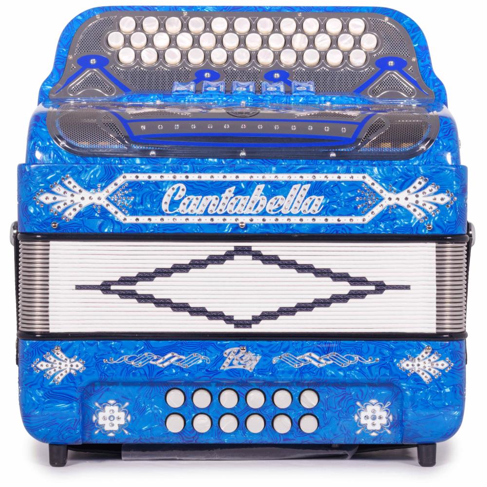 Cantabella Rey II 5 Switch EAD Celluloid Blue Waves with Silver and White Accessories