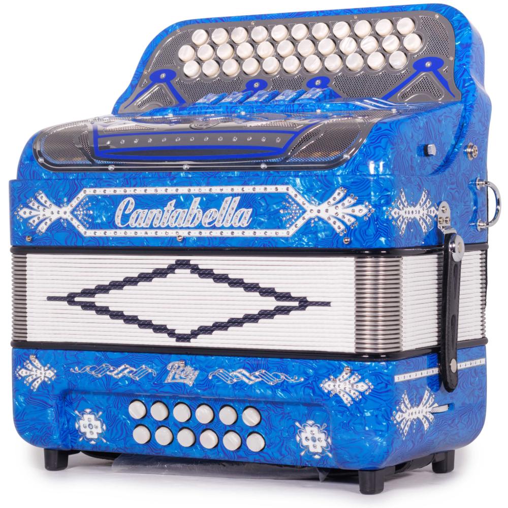 Cantabella Rey II 5 Switch EAD Celluloid Blue Waves with Silver and White Accessories