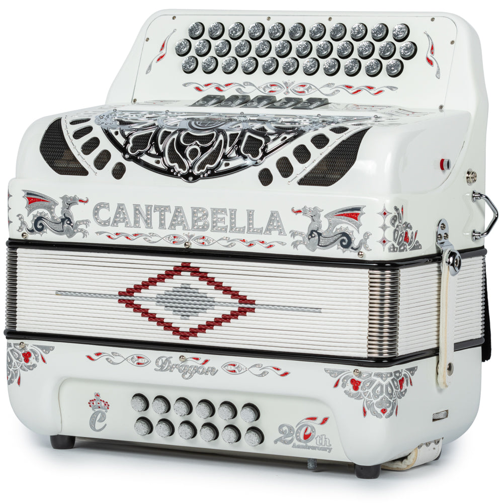 Cantabella Dragon Accordion 5 Switch EAD White and Silver
