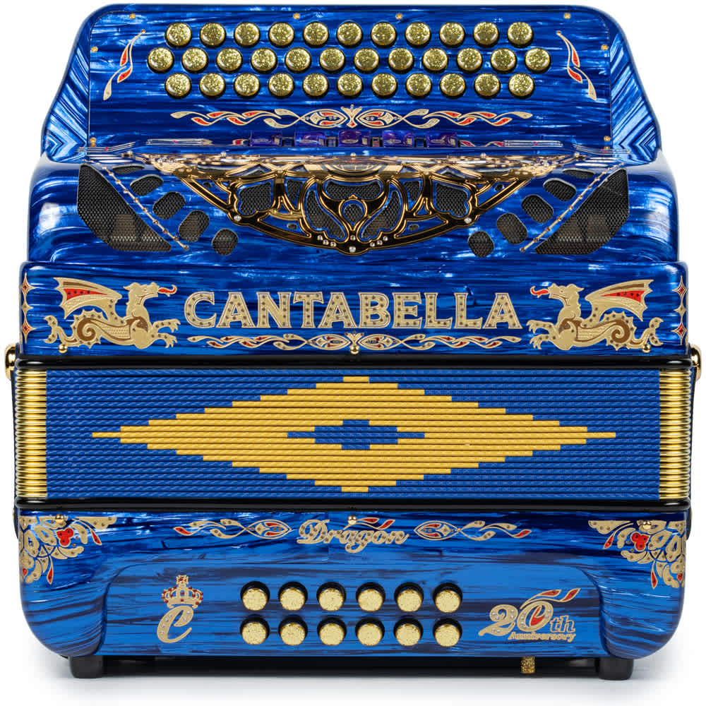 Cantabella Dragon Accordion 5 Switch GCF Blue and Gold