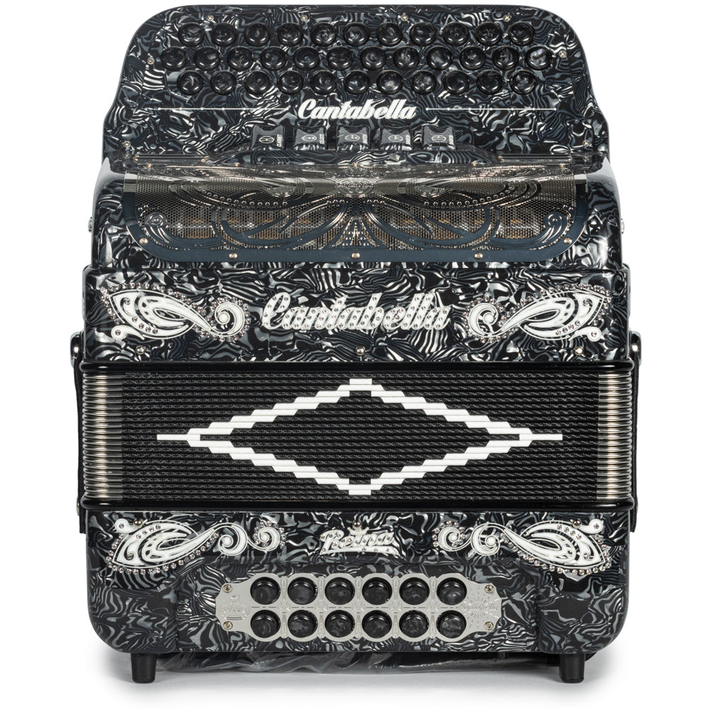 Cantabella Reina Accordion 5 Switch GCF Special Celluloid Grey with Painted Fretboard