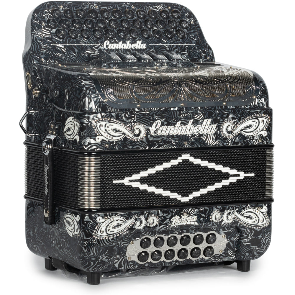 Cantabella Reina Accordion 5 Switch GCF Special Celluloid Grey with Painted Fretboard