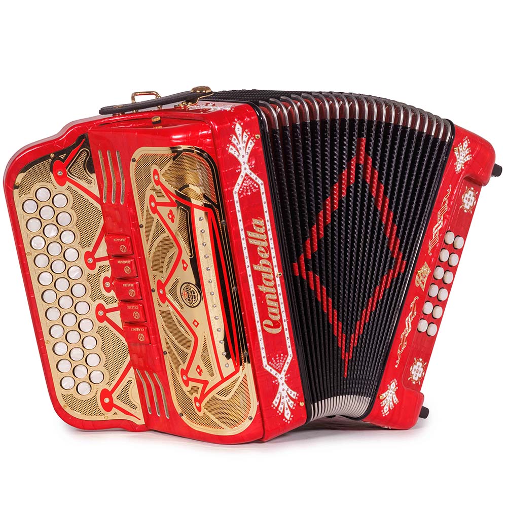 Cantabella Rey II 5 Switch GCF Celluloid Red Metal with Gold Accessori