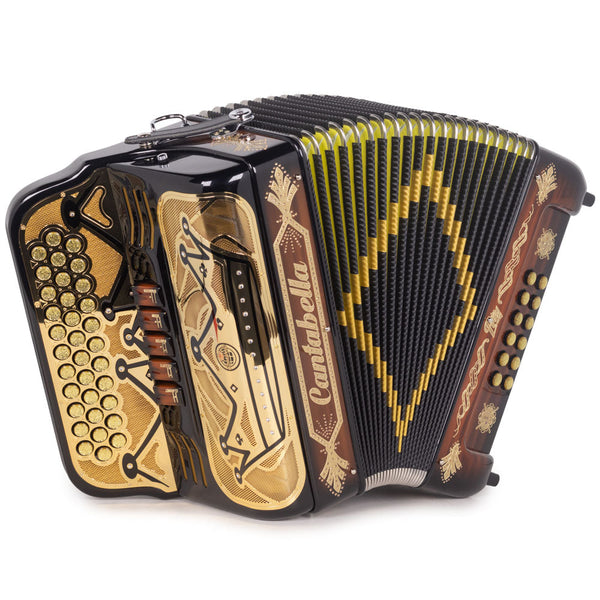 Cantabella Rey II 5 Switches FBE Glossy Wood with Gold Design-accordion-Cantabella- Hermes Music