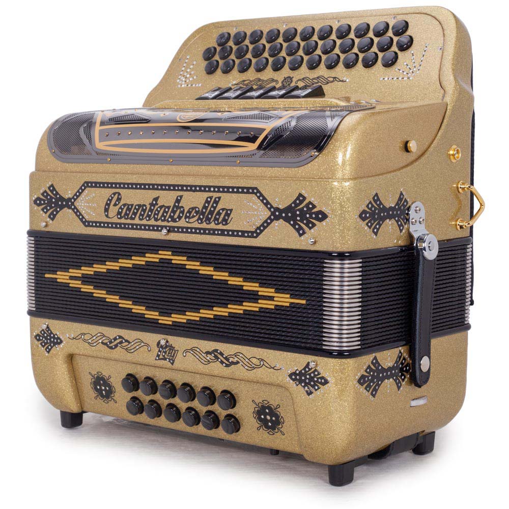 Cantabella Rey II Accordion EAD 5 Switches Gold Glitter Black Designs-accordion-Cantabella- Hermes Music