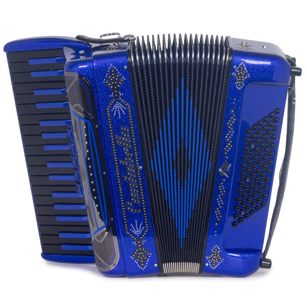 Cantabella Rey Piano Accordion 5 Switch Dark Blue Glitter with Black Keys-accordion-Cantabella- Hermes Music