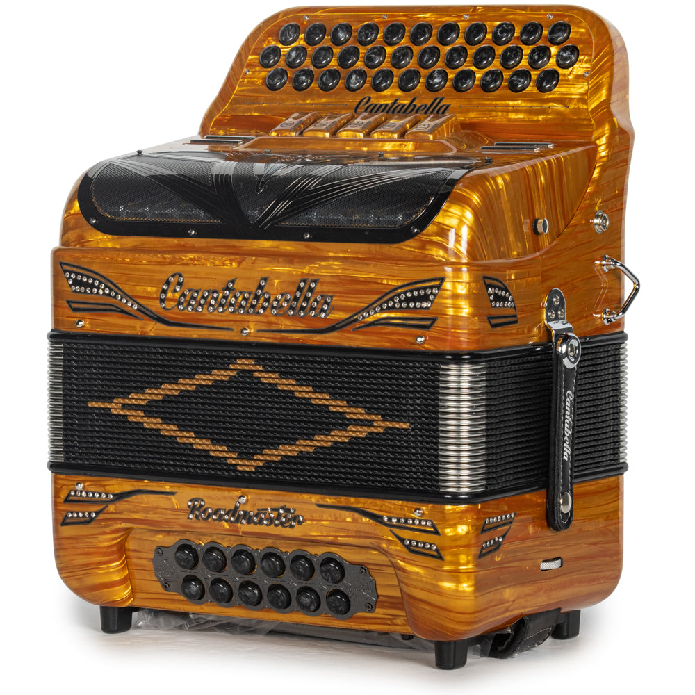 Cantabella Roadmaster Accordion 5 Switch EAD Celluloid Golden Wood with Painted Fretboard