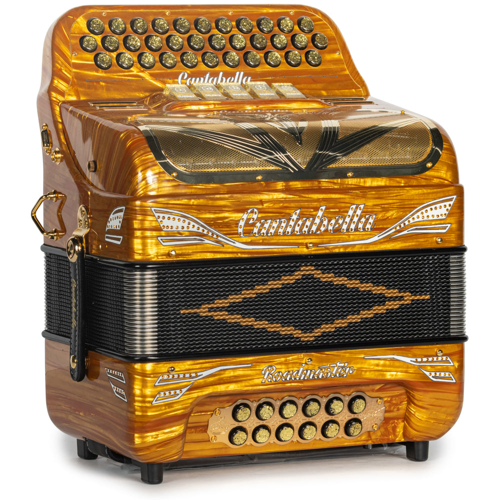 Cantabella Roadmaster Accordion 5 Switch EAD Celluloid Golden Waves with Painted Fretboard (Copy)