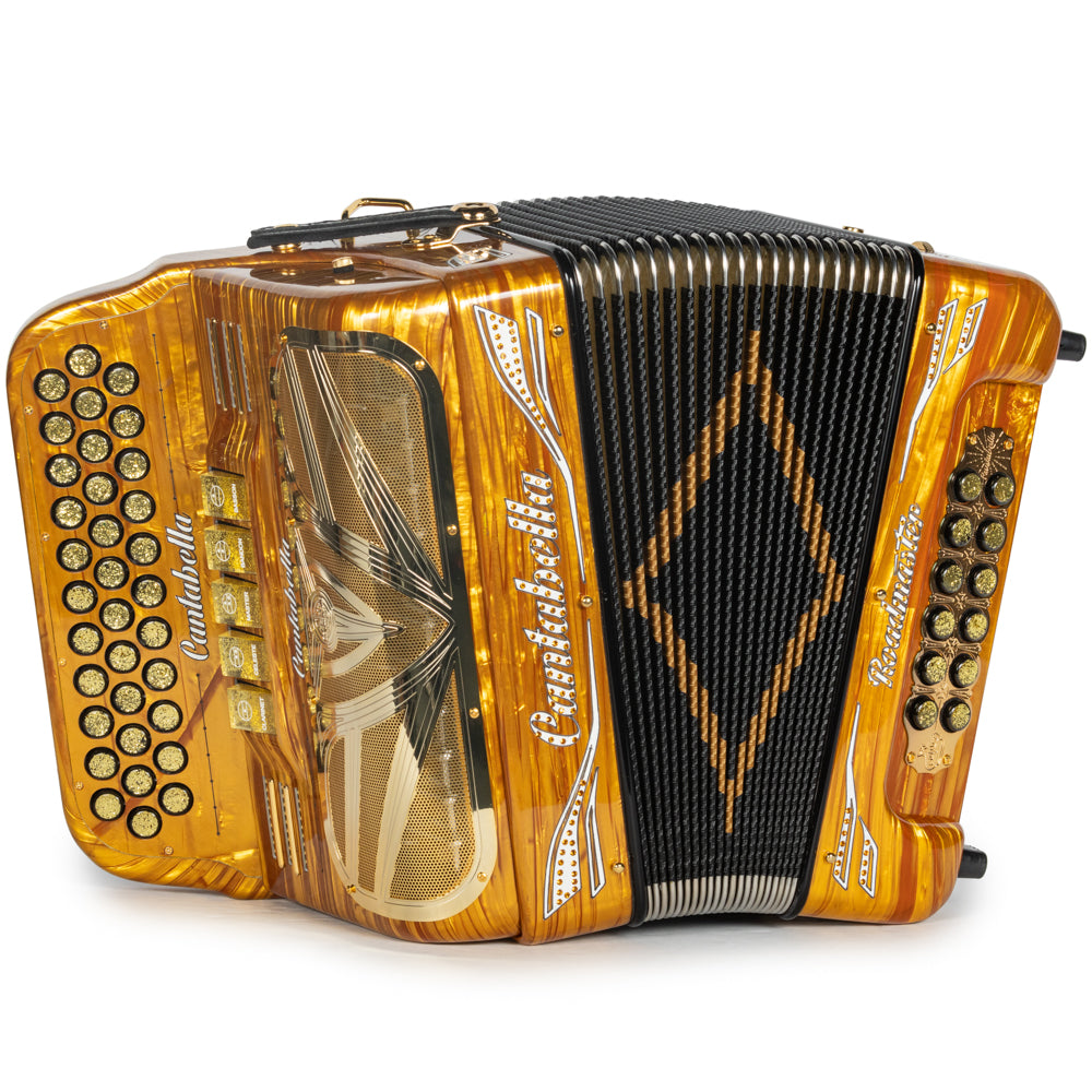 Cantabella Roadmaster Accordion 5 Switch EAD Celluloid Golden Waves with Painted Fretboard (Copy)