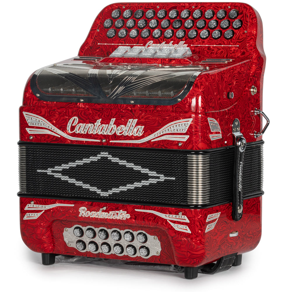 Cantabella Roadmaster Accordion Ultra Compact 5 Switch FBE Celluloid Wavy Red with Painted Fretboard