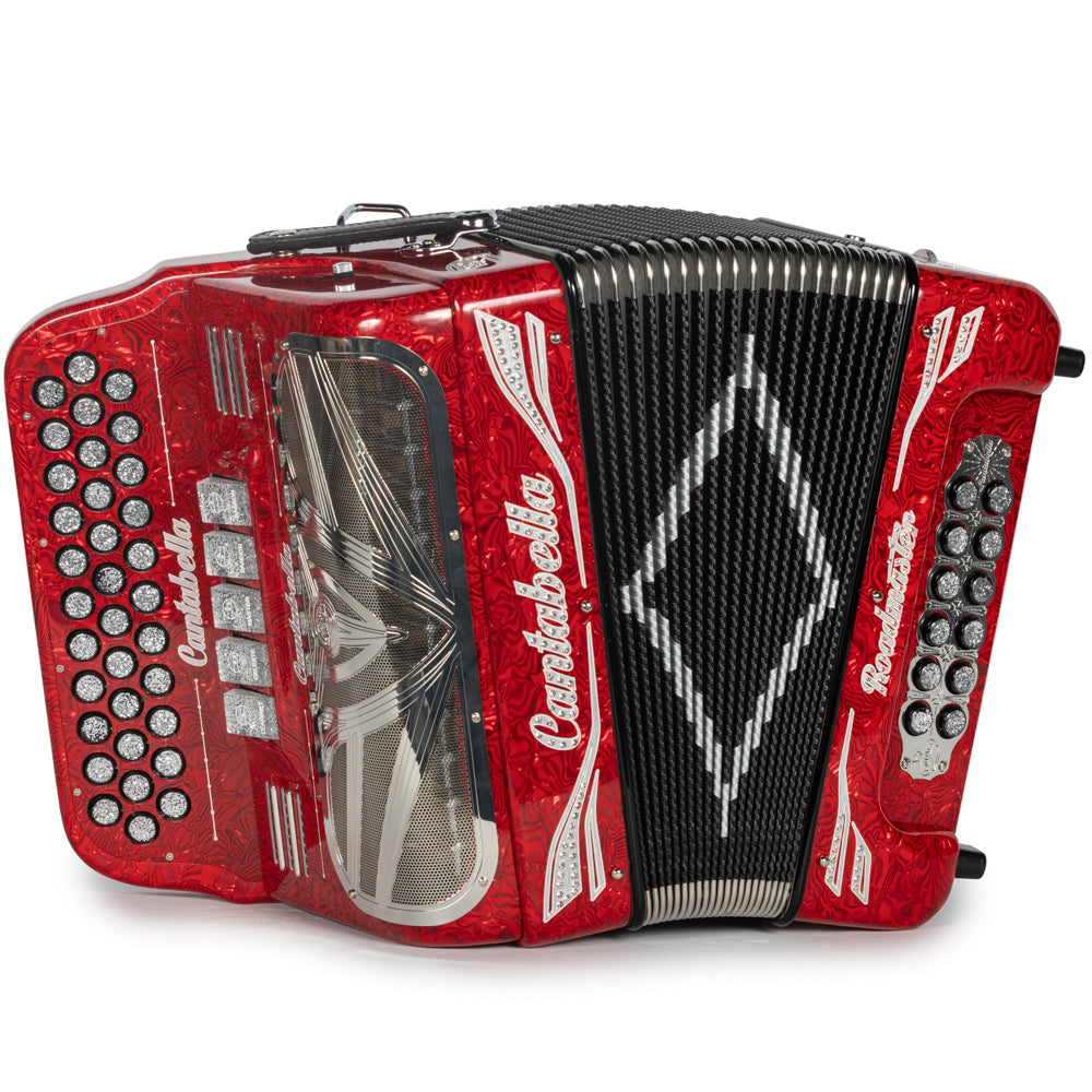 Cantabella Roadmaster Accordion Ultra Compact 5 Switch FBE Celluloid Wavy Red with Painted Fretboard