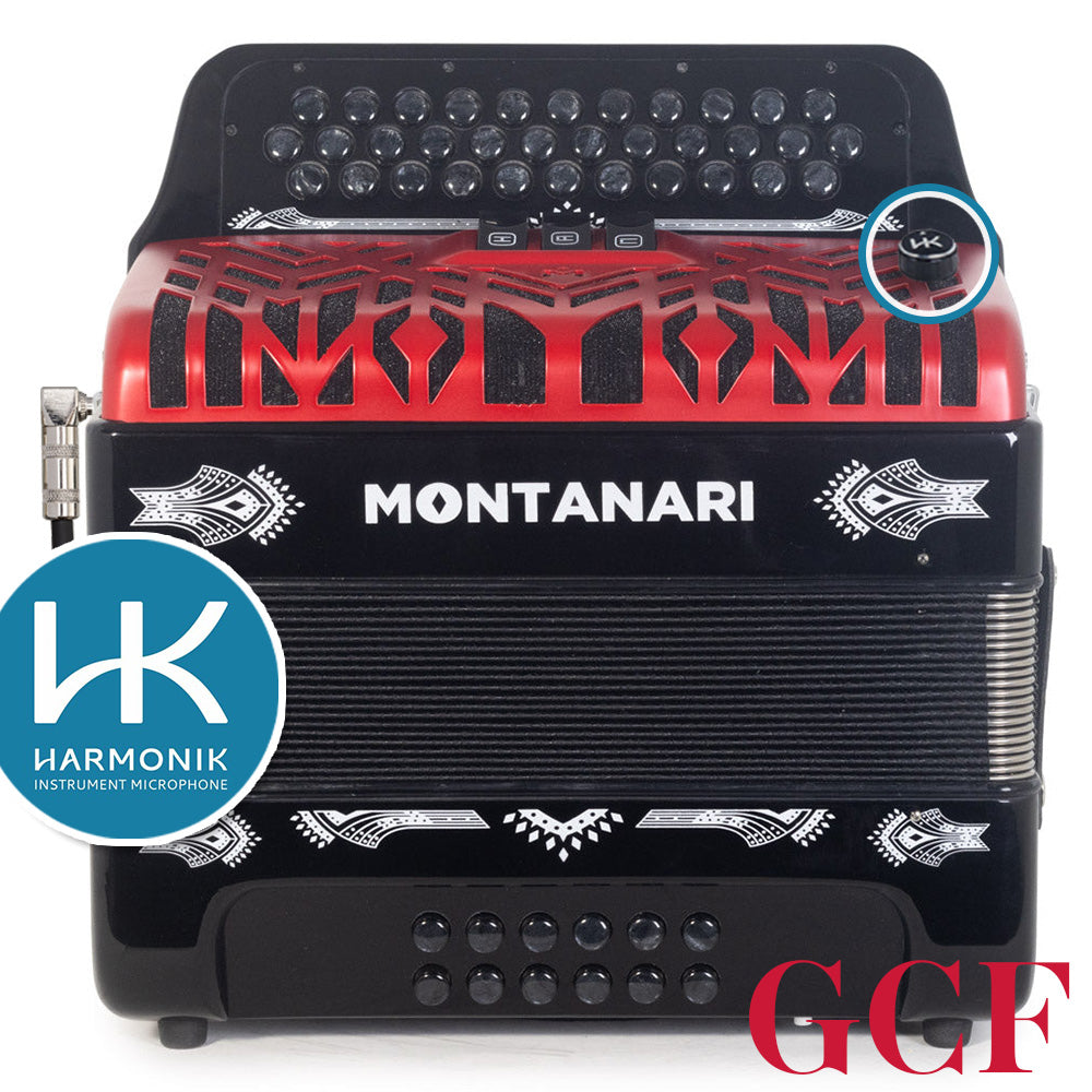 Combo Montanari CM II 3412 con Micrófono Harmonik Negro con Rojo-accordion-Hermes Music- Hermes Music