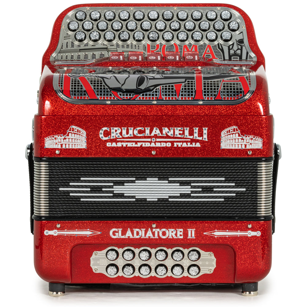 Crucianelli Gladiator II 5 Switch EAD Accordion in Red Glitter with Silver