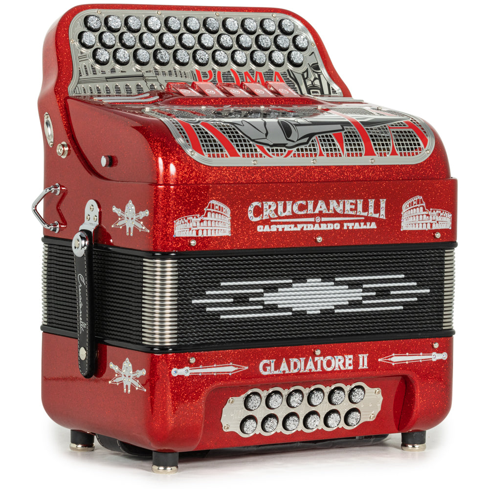 Crucianelli Gladiator II 5 Switch EAD Accordion in Red Glitter with Silver