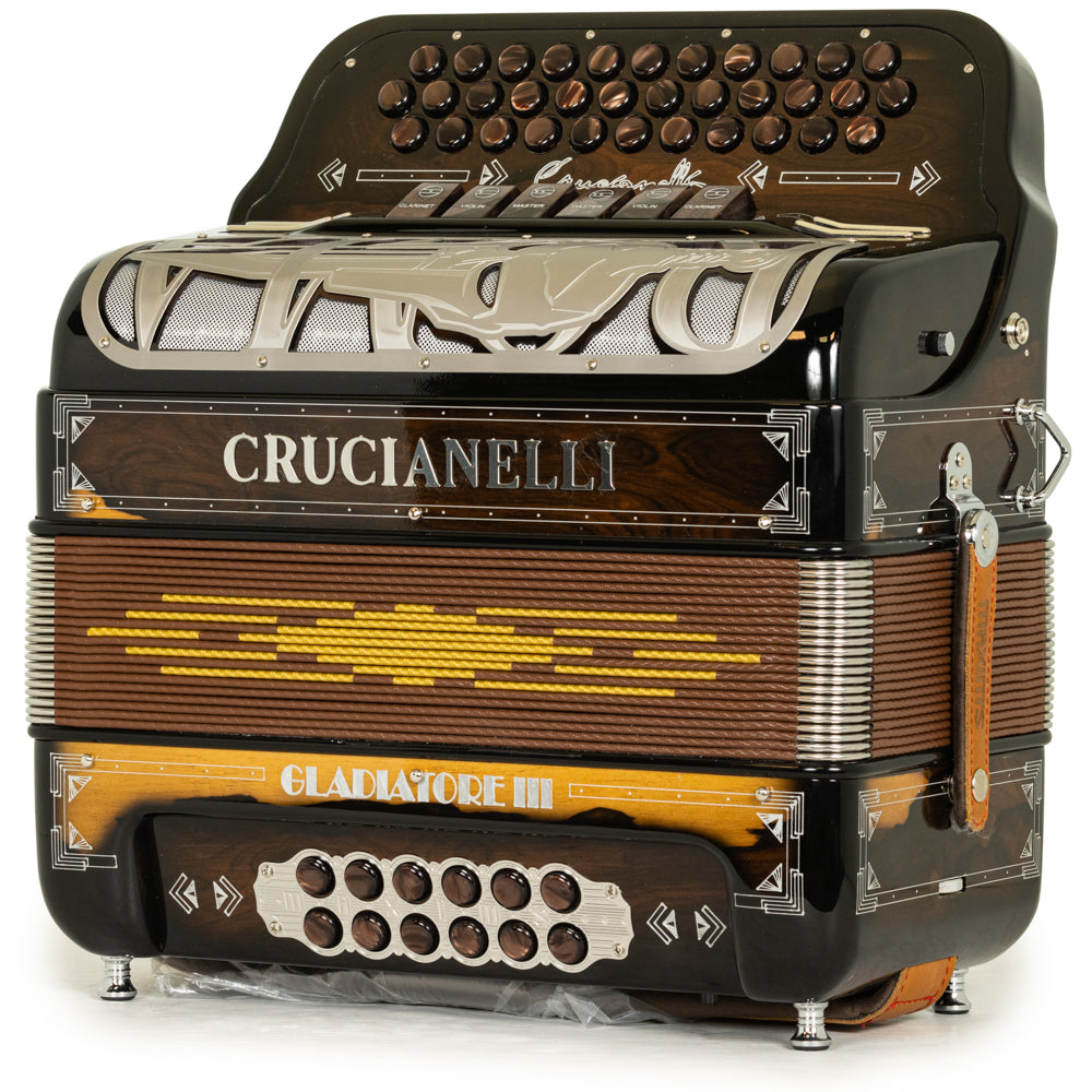 Crucianelli Gladiator III 6 Switch 2-Tone FBE-EAD Accordion Polished Dark Wood with Silver
