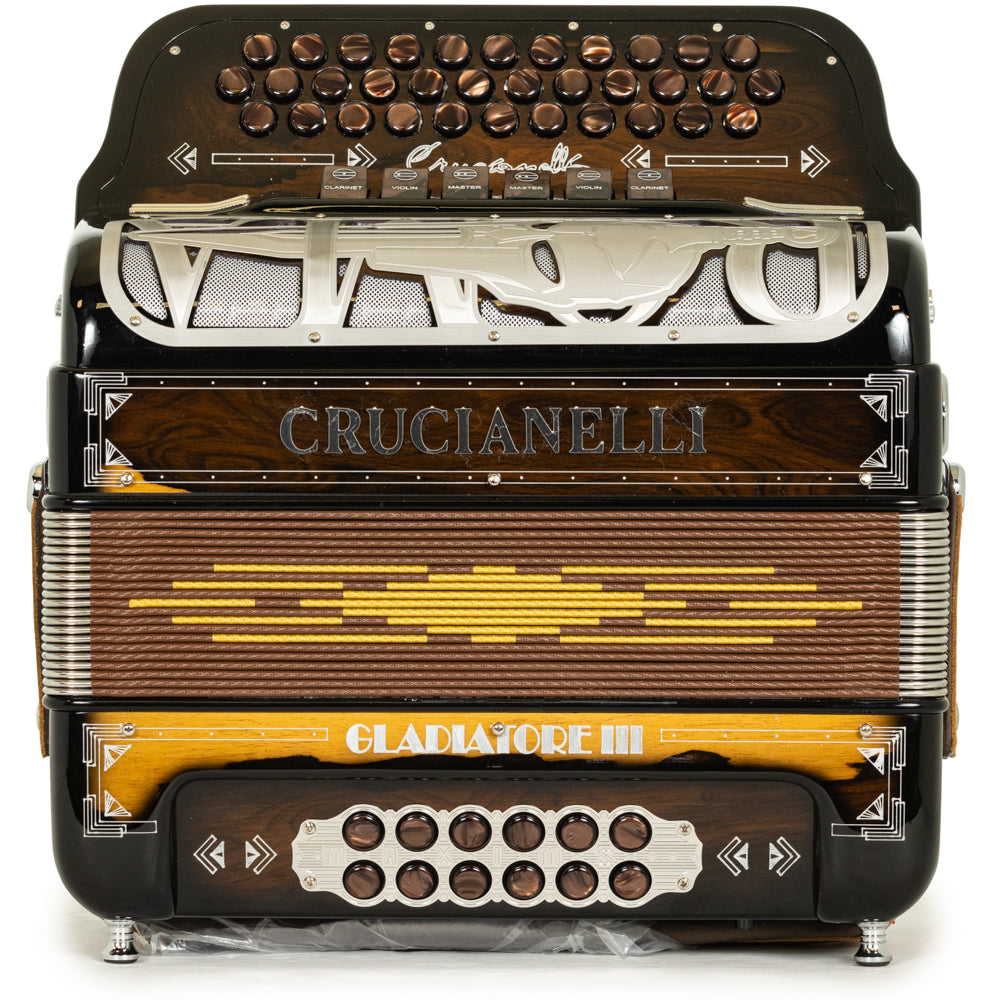 Crucianelli Gladiator III 6 Switch 2-Tone FBE-EAD Accordion Polished Dark Wood with Silver