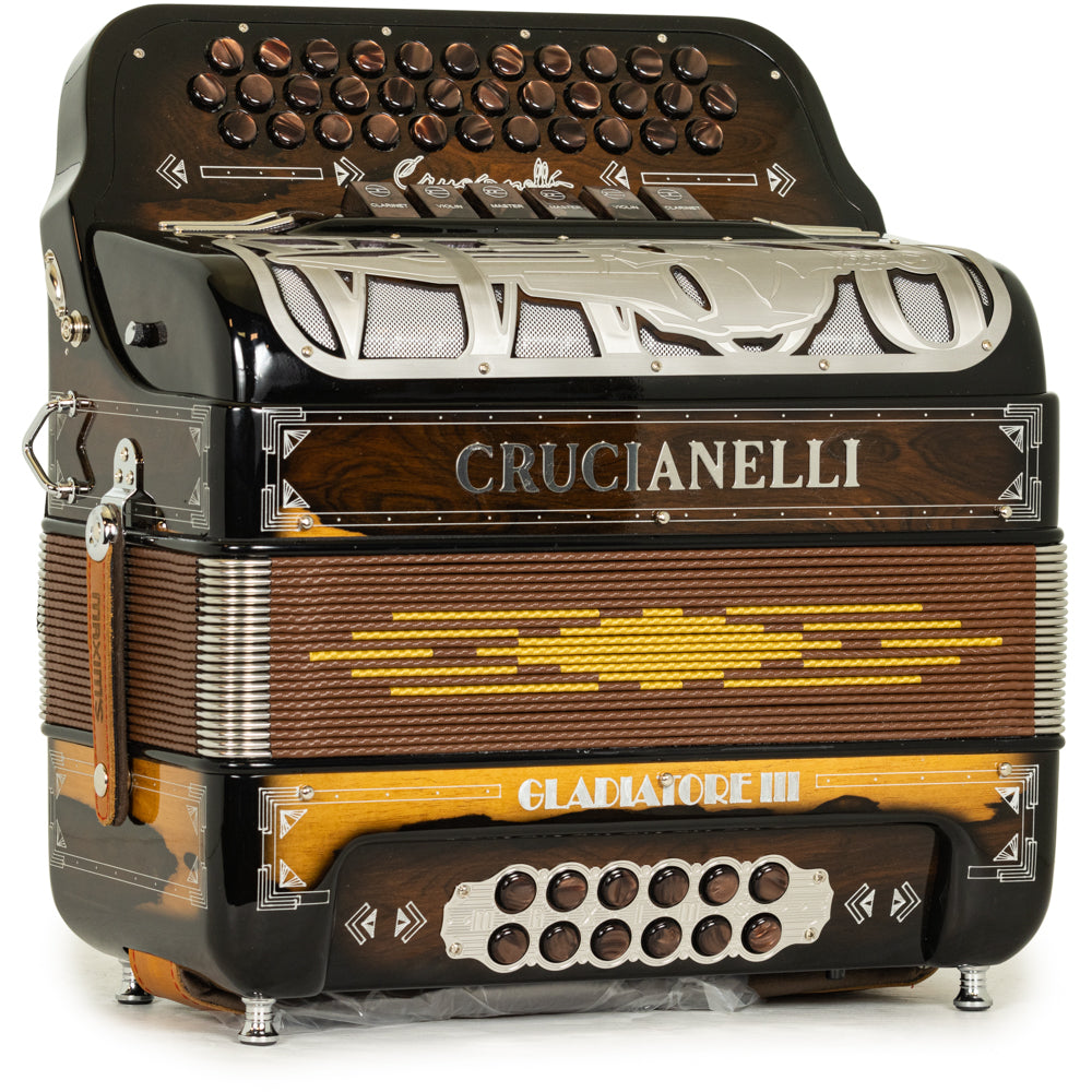 Crucianelli Gladiator III 6 Switch 2-Tone FBE-EAD Accordion Polished Dark Wood with Silver