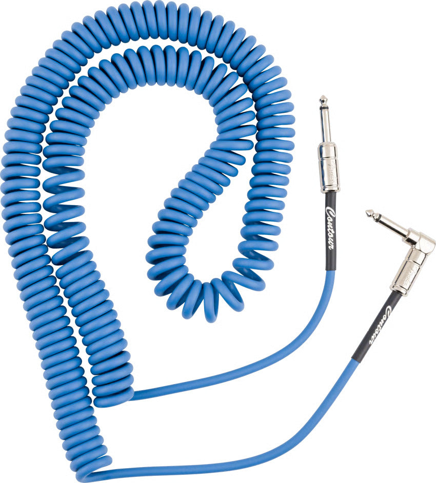 Fender Contour Series 30ft Coiled Instrument Cable in Lake Placid Blue