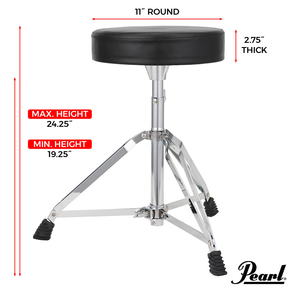 Pearl Drums D-50 Round Cushion Double Braced Throne-accessories-Pearl Drums-Hermes Music