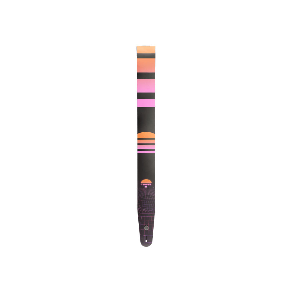 D'Addario 25RUN81 Outrun Printed Leather Guitar Strap Power Grid