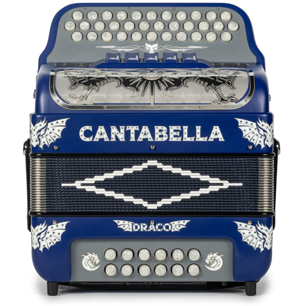 Cantabella Draco Accordion 5 Switch FBE Matte Blue with White-Cantabella-Hermes Music-Accordion Pro Shop